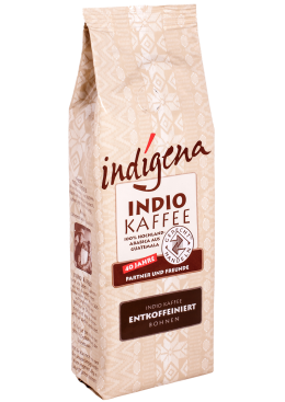 indígena INDIO Kaffee ENTKOFFEINIERT  B O H N E N,  250 g